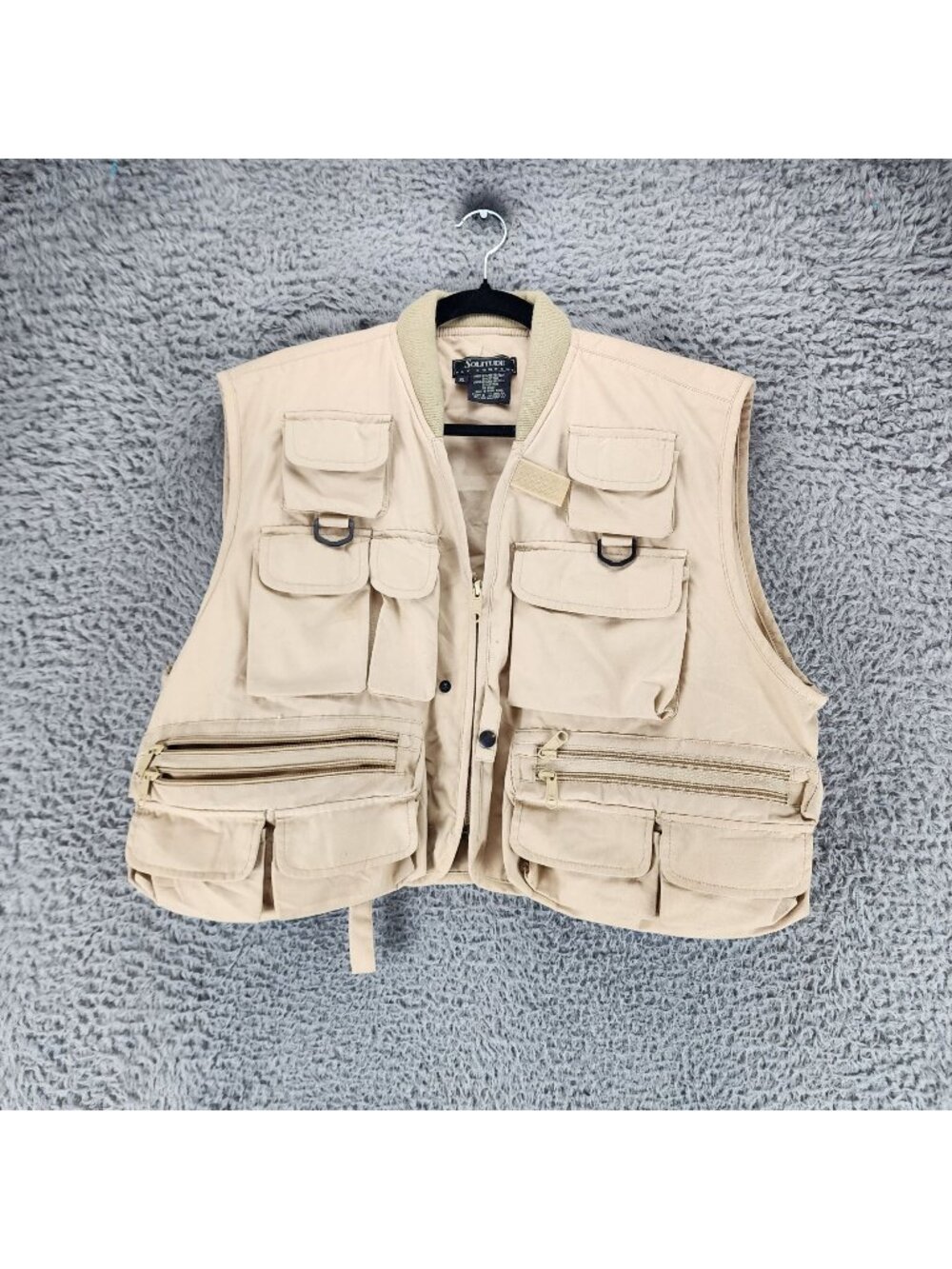 Solitude Jacket Mens XL Tan Sleeveless Full Zip Fishing Vest *Read*